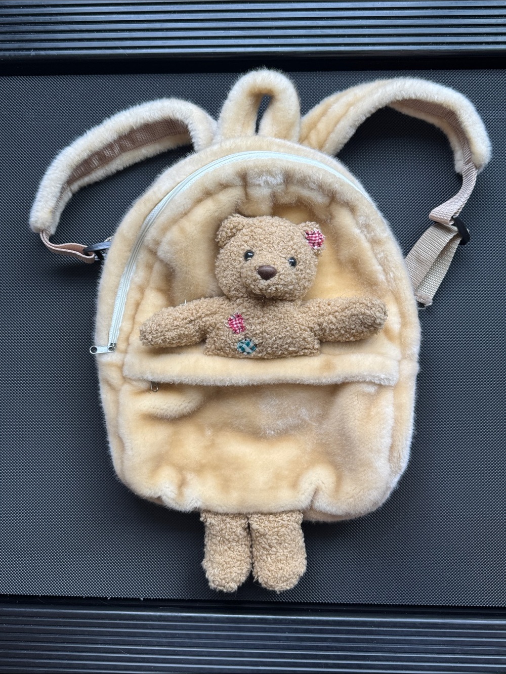 MY BANKY BACKPACK PLUSH TEDDY BEAR BEIGE TAN ADJUSTABLE POCKETS CUTIE KIDDOS